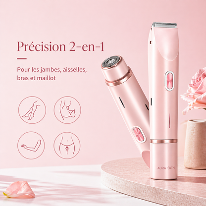 Aura Skin | La tondeuse de précision 2-en-1 pour une peau douce, nette et sans irritation