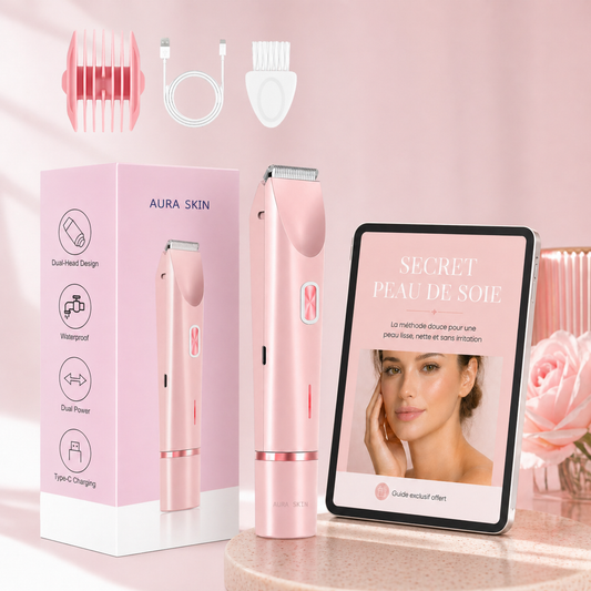 Aura Skin | La tondeuse de précision 2-en-1 pour une peau douce, nette et sans irritation
